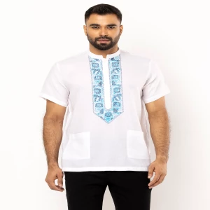 White Embroidered Cotton Fatua